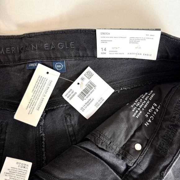 American Eagle Jeans Size 14 Black Super High-Rise Ankle Straight Stretch Denim - Picture 10 of 14